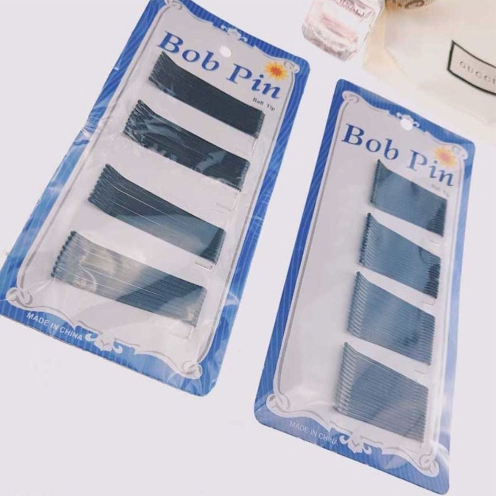 검정 블랙 베이직 기본 헤어 실핀 장핀 단핀 2사이즈 - 상품 이미지
