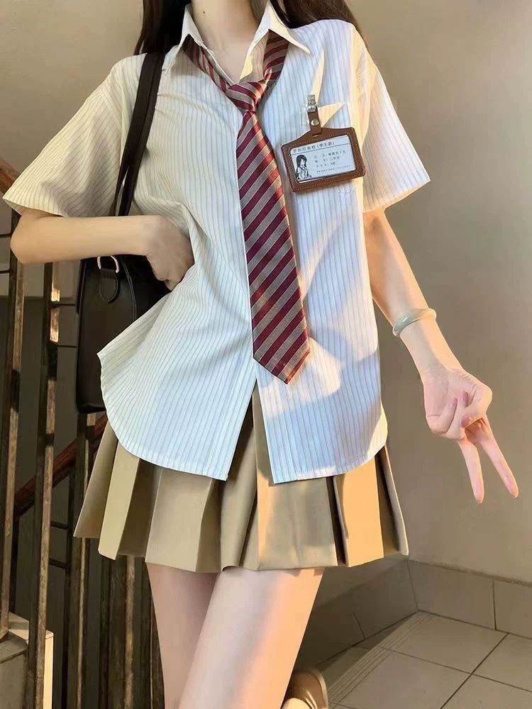 미국하이틴교복 세트 영국 졸업사진 프레피룩 하이틴 단품-블루 스트라이프 셔츠 S 추천 체중 40.0-47.5kg - 상세 이미지 4