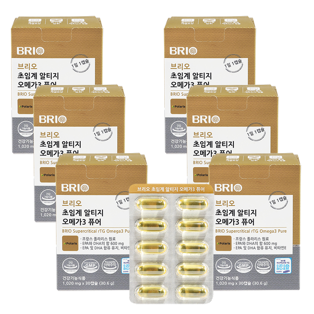 브리오 초임계 알티지 오메가3 퓨어 / RTG EPA DHA 영양제 30캡슐, 6개 - 상품 이미지