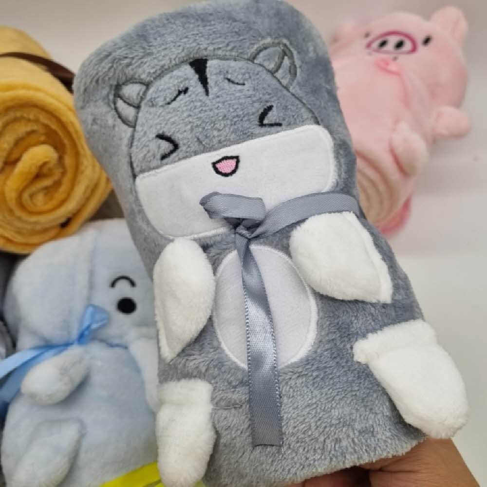 휴대용 극세사 동물담요 회색햄스터 - 메인 이미지