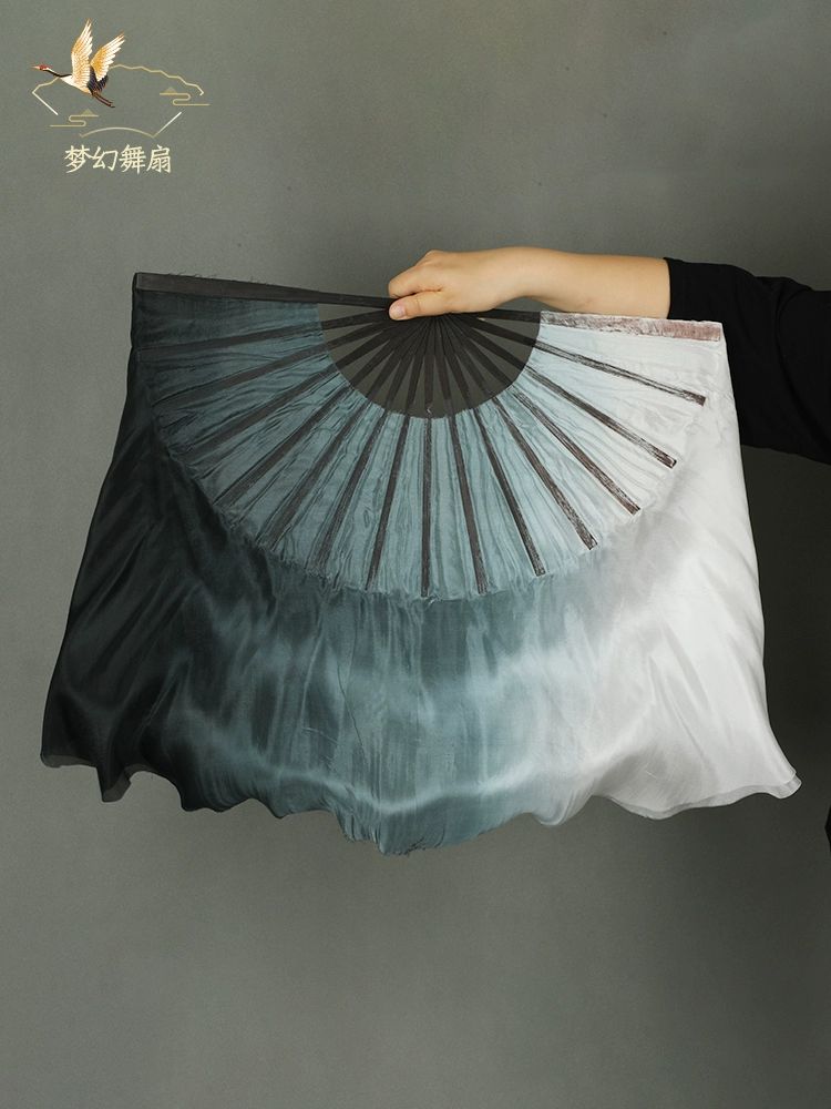 모던 너슬부채 한국무용 수묵화 부채 실크 소품 연습 천연실크 팬 수직 36cm A 50cm - 상세 이미지 4