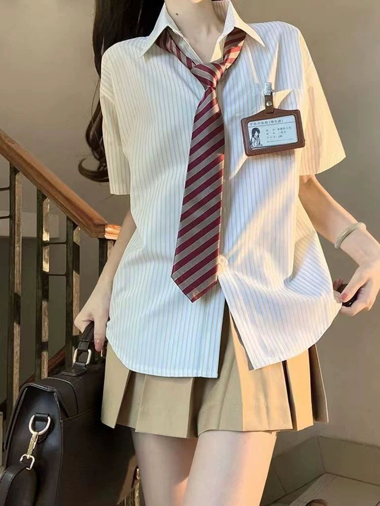미국하이틴교복 세트 영국 졸업사진 프레피룩 하이틴 단품-블루 스트라이프 셔츠 S 추천 체중 40.0-47.5kg - 상세 이미지 5