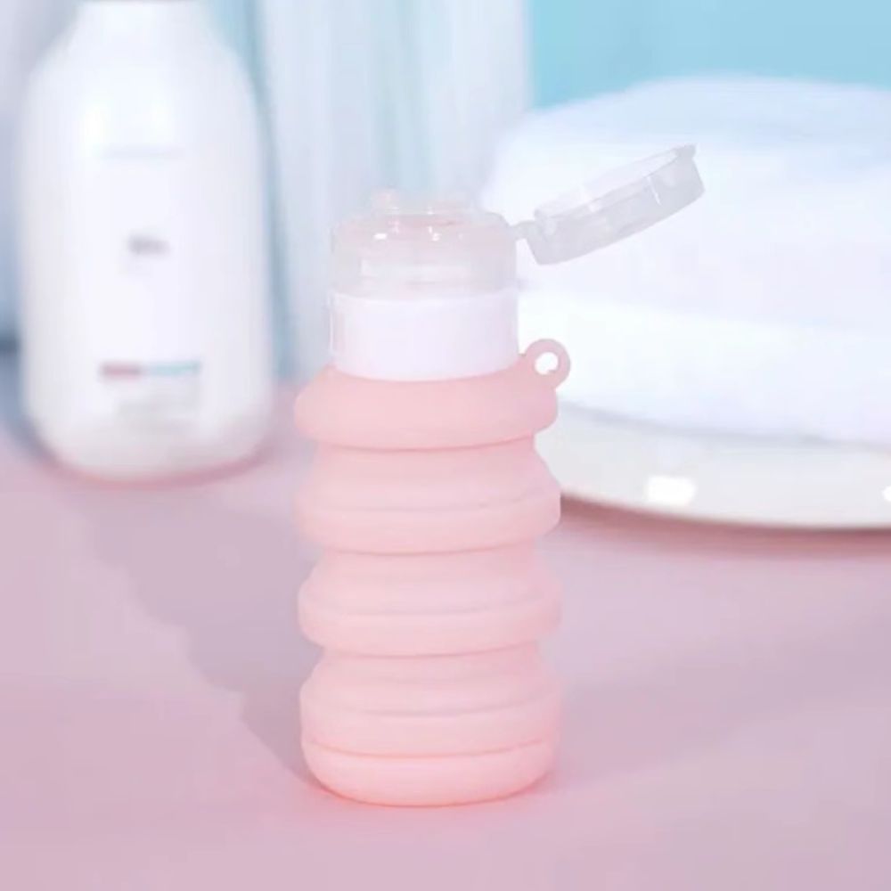 실리콘 접이식 샴푸통 바디워시 공병 여행용 소분공병 블루 - 메인 이미지