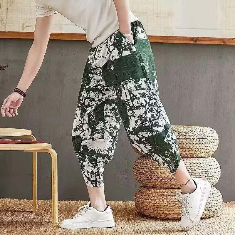 루즈핏 항아리 바지 남성 여름 통바지 에스닉 팬츠 루438 레드 L - 상세 이미지 3