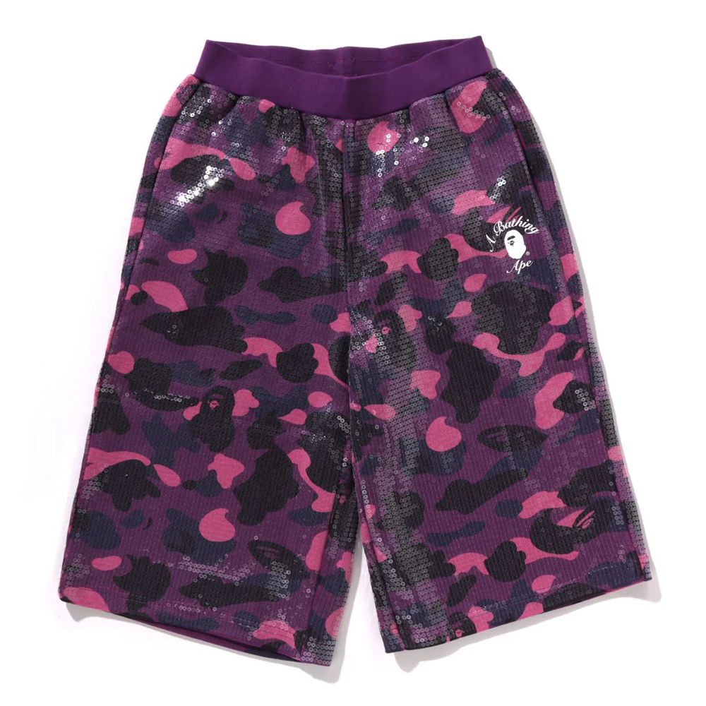 베이프 우먼즈 반바지 COLOR CAMO APE HEAD SEQUIN SWEAT SHORTS 1L80-253-305 - 상세 이미지 3