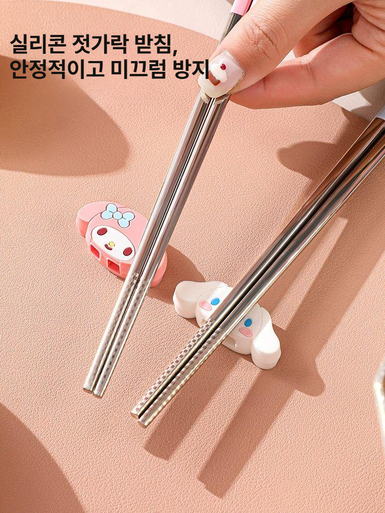 산리오 수저 숟가락 젓가락 스텐 가정용 미끄럼 방지 식기 키티 시나모롤 마이멜로디 - 상세 이미지 3