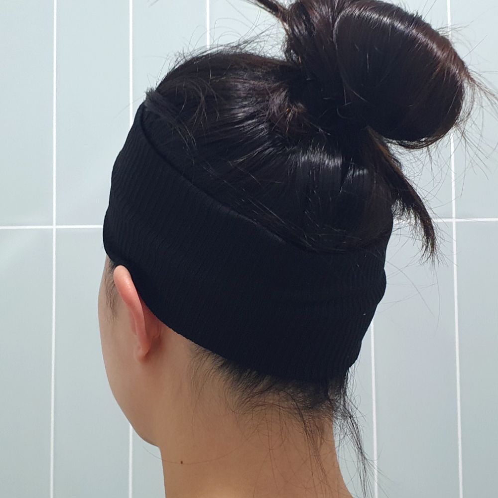 반다나 무지 골지 블랙 남자헤어밴드 남녀공용 헤어밴 - 상품 이미지