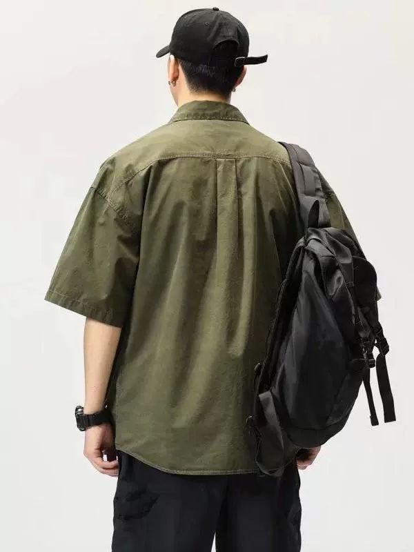 반팔 난방 오버핏 남자데님셔츠 빅사이즈 시원한 남자 206군녹 3XL사이즈 70.0-75.0kg - 상세 이미지 5