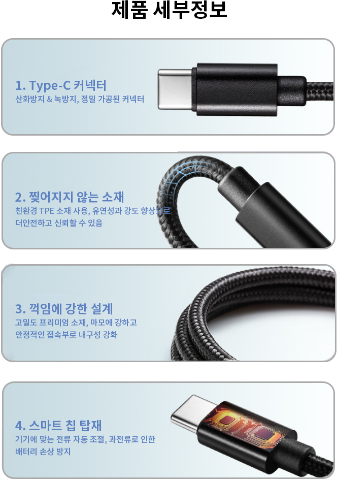 루일로 C to C타입 초고속 충전 케이블 2M 60W 충전기 선 - 상세 이미지 5