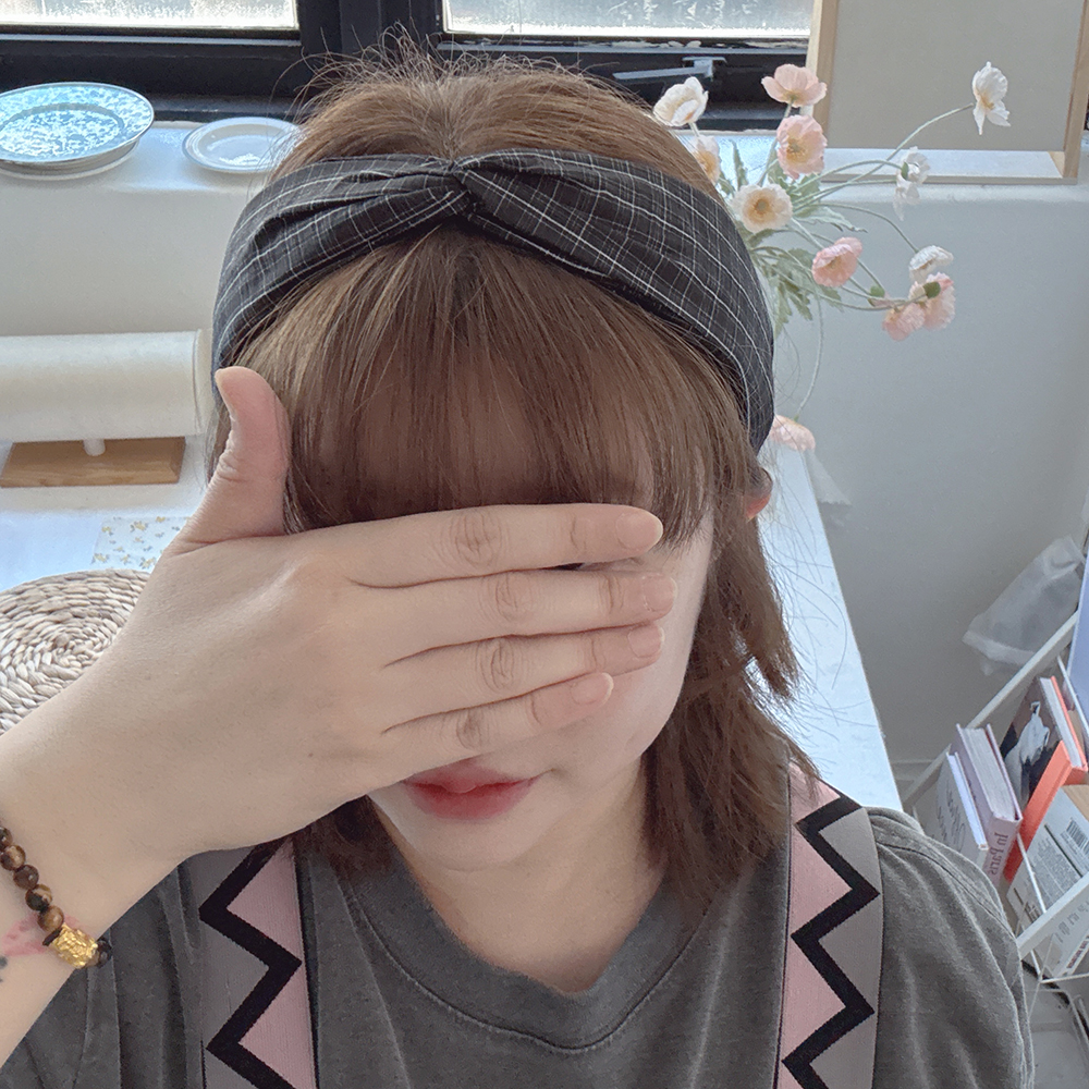 가을체크 데일리머리띠 반다나헤어밴드 터번 넓은머리띠 헤어악세사리 - 상세 이미지 2