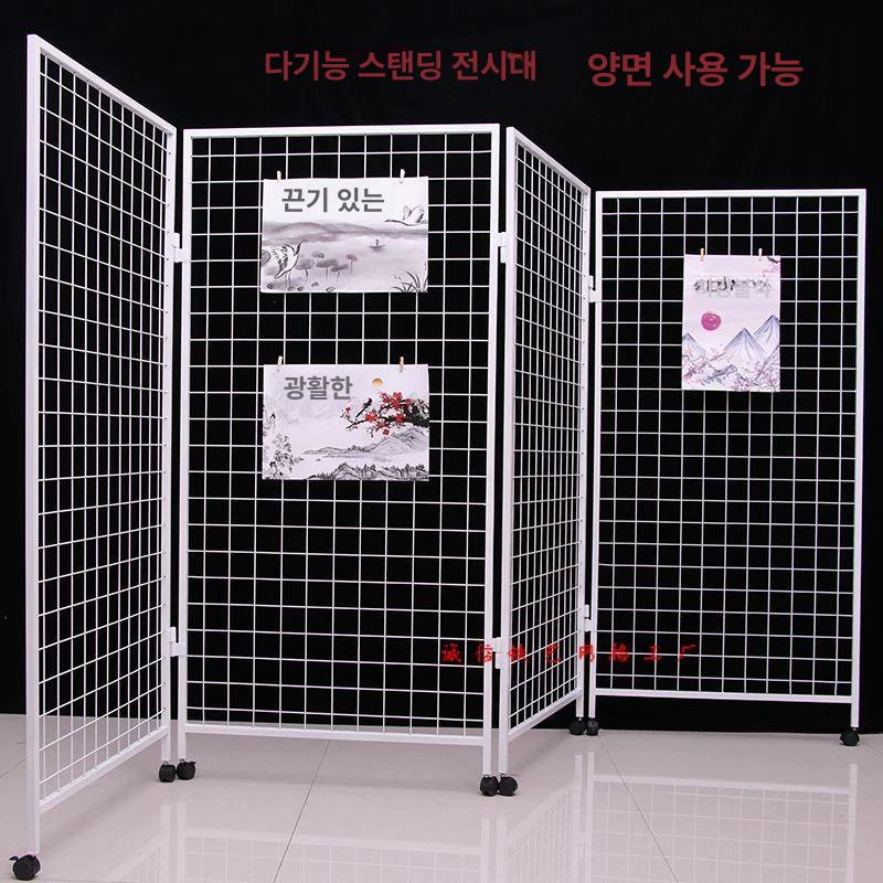 접이식 스탠드 철재 선반 전시 폴딩 수납 철제 네트망 밀크화이트 두께확장 80x186 4개 - 상세 이미지 3