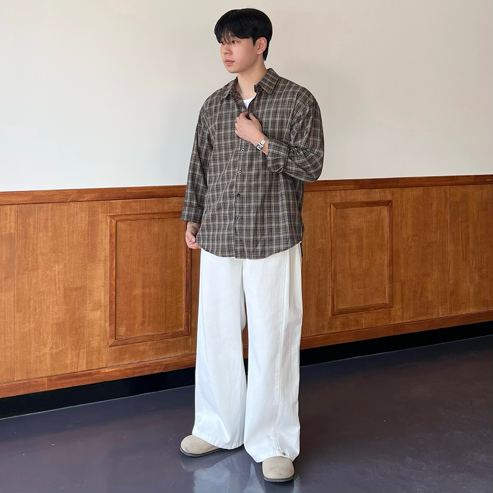 남자체크남방 체크무늬셔츠 남자오버핏남방 - 상세 이미지 3