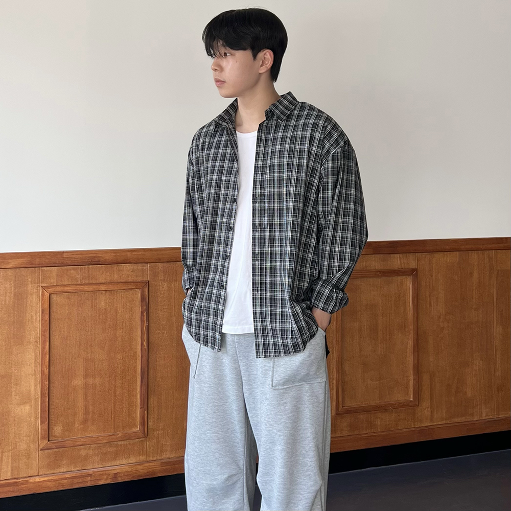 남자체크남방 체크무늬셔츠 남자오버핏남방 - 상세 이미지 5