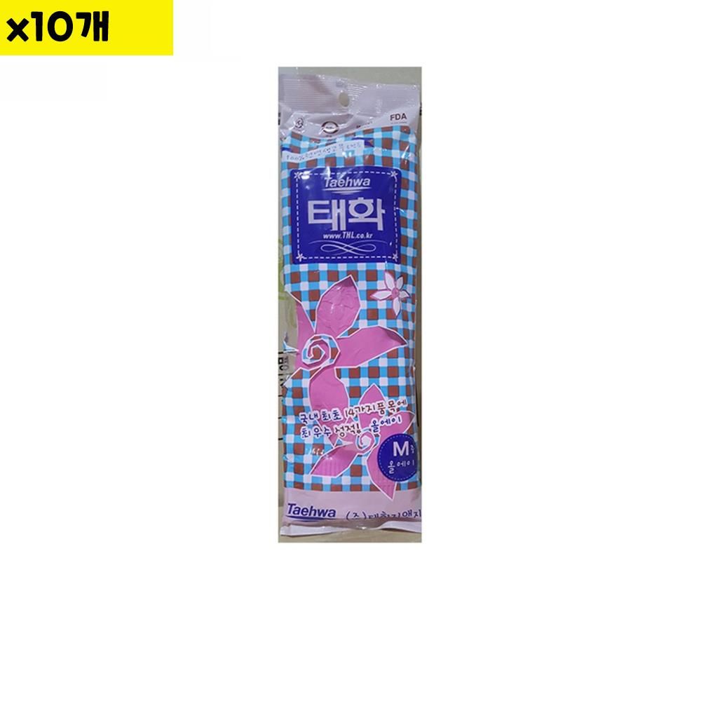 고무장갑 올A 중M 분홍 태화 x10개 -식자재 용품 - 메인 이미지