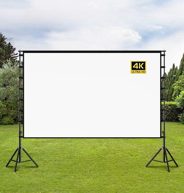 캠핑용 족자 스크린 이동식 플랏플로우 빔프로젝터 미니빔 100inch 화이트 스크린 - 상품 이미지
