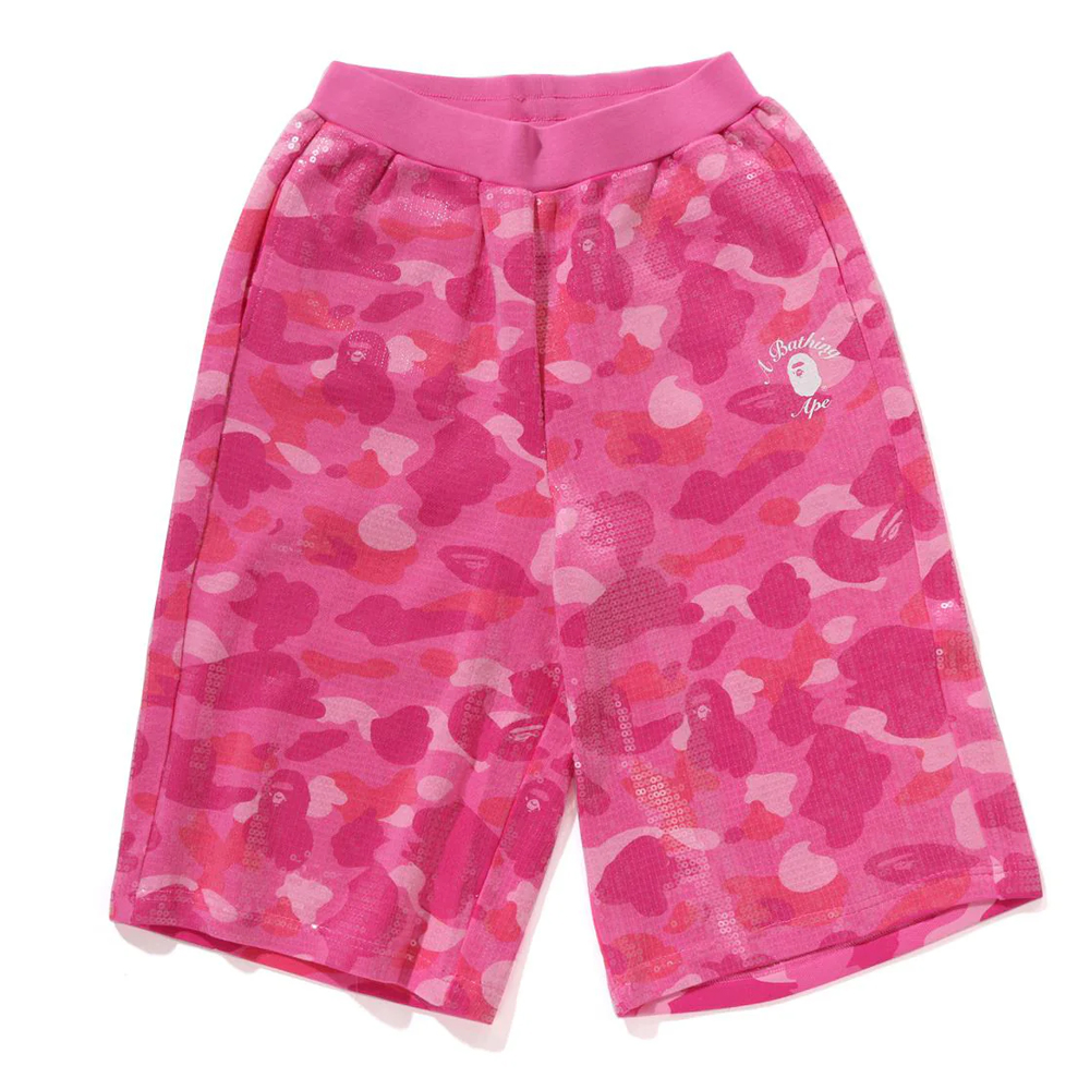 베이프 우먼즈 반바지 COLOR CAMO APE HEAD SEQUIN SWEAT SHORTS 1L80-253-305 - 상품 이미지