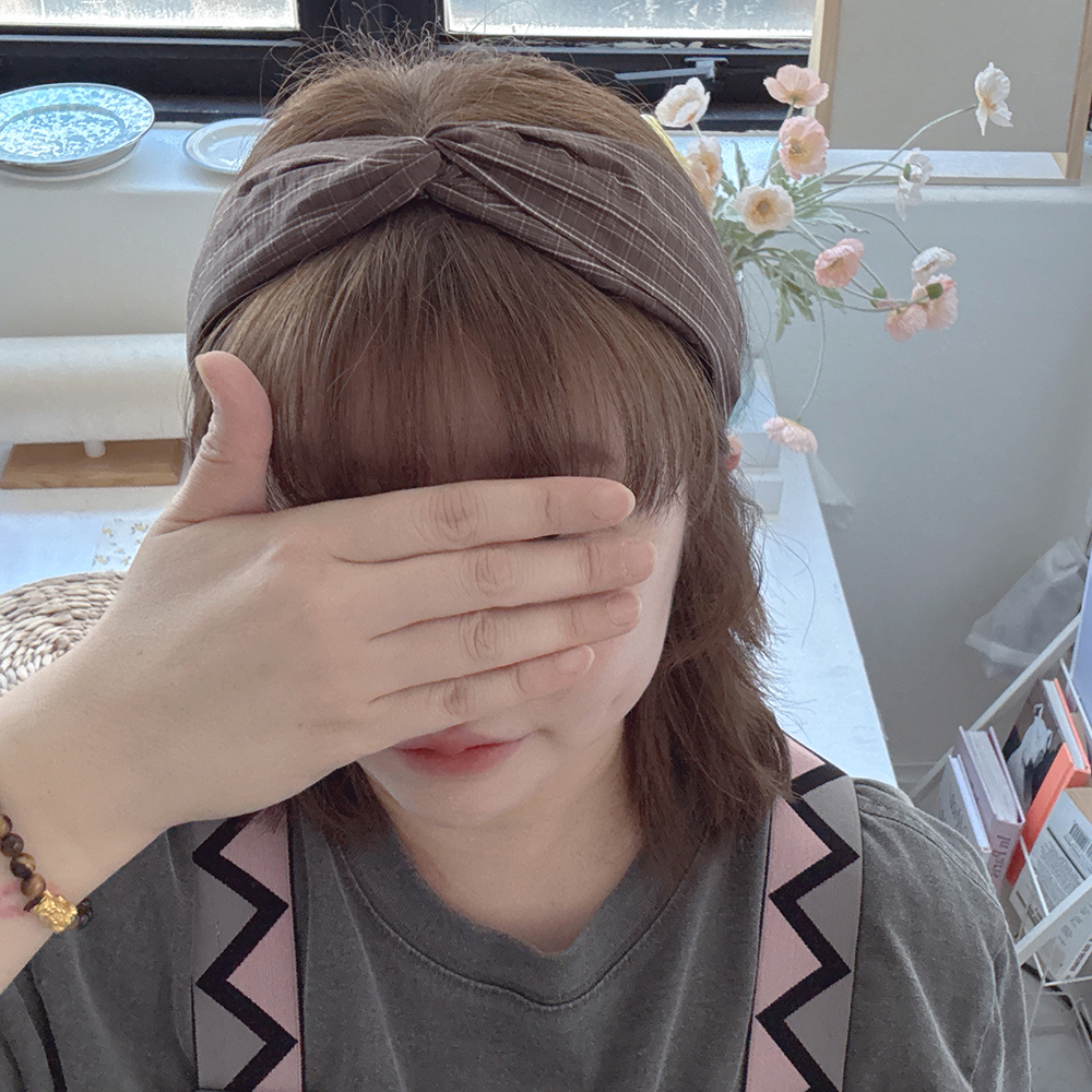가을체크 데일리머리띠 반다나헤어밴드 터번 넓은머리띠 헤어악세사리 - 상세 이미지 3