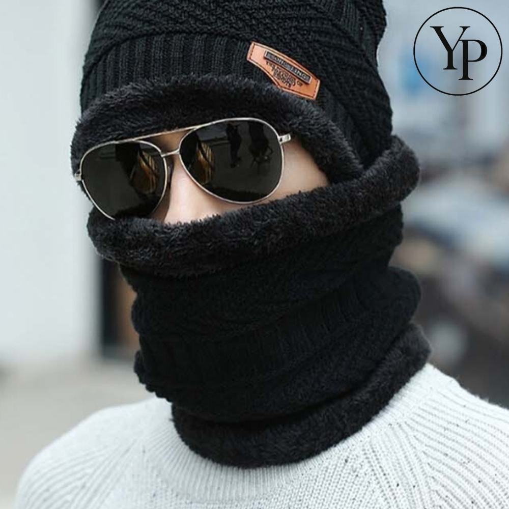 기모 후드 마스크 모자 세트 니트 바라클라바 겨울 방한 라이딩 오토바이 바이크 넥워머 - 메인 이미지