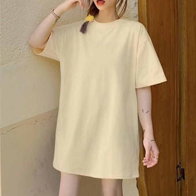 여성 4컬러 베이직 루즈핏 반팔 티셔츠 블랙 - 상품 이미지