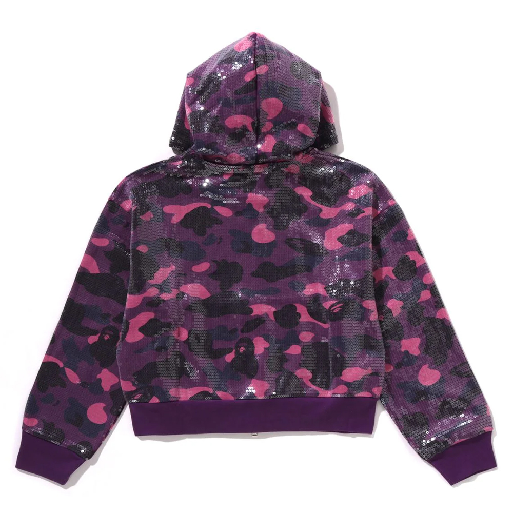 베이프 우먼즈 후드집업 COLOR CAMO APE HEAD SEQUIN CROPPED FULL ZIP HOOOIE 1L80-215-304 - 상세 이미지 4