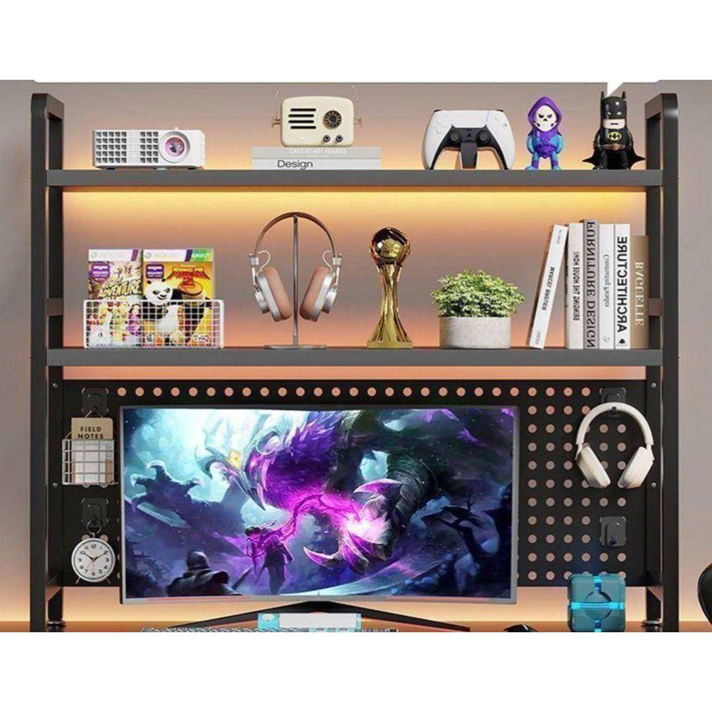 책상 상부장 책장 선반 랙 걸이 데스크 학생 블랙 75CM 2층 - 상세 이미지 3
