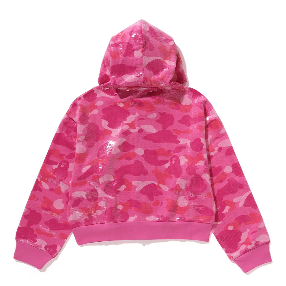 베이프 우먼즈 후드집업 COLOR CAMO APE HEAD SEQUIN CROPPED FULL ZIP HOOOIE 1L80-215-304 - 상세 이미지 2