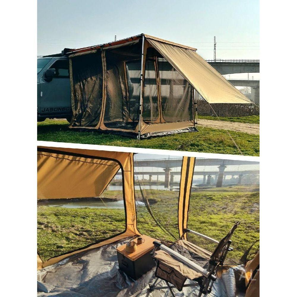 차량용 블랙 코팅 타프 빨판흡착식 설치 어닝 차박 고급형 2x2m 측면 차양천x1 - 상세 이미지 4