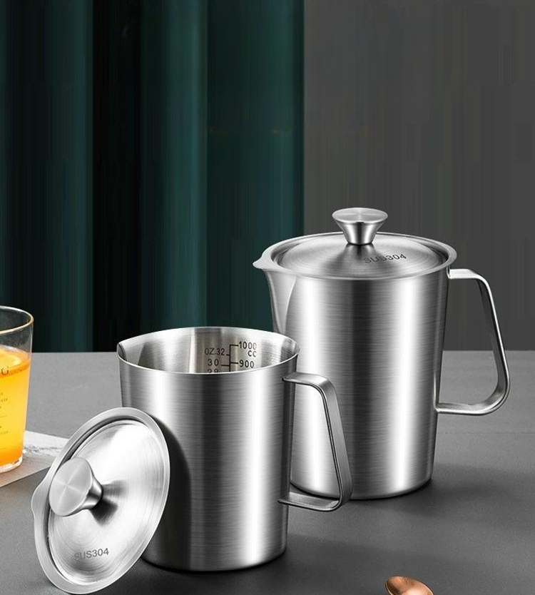 스테인레스 계량컵 대용량 비커 손잡이 믹싱 가정용 눈금 304 양컵 식품급 2000ml A - 상품 이미지