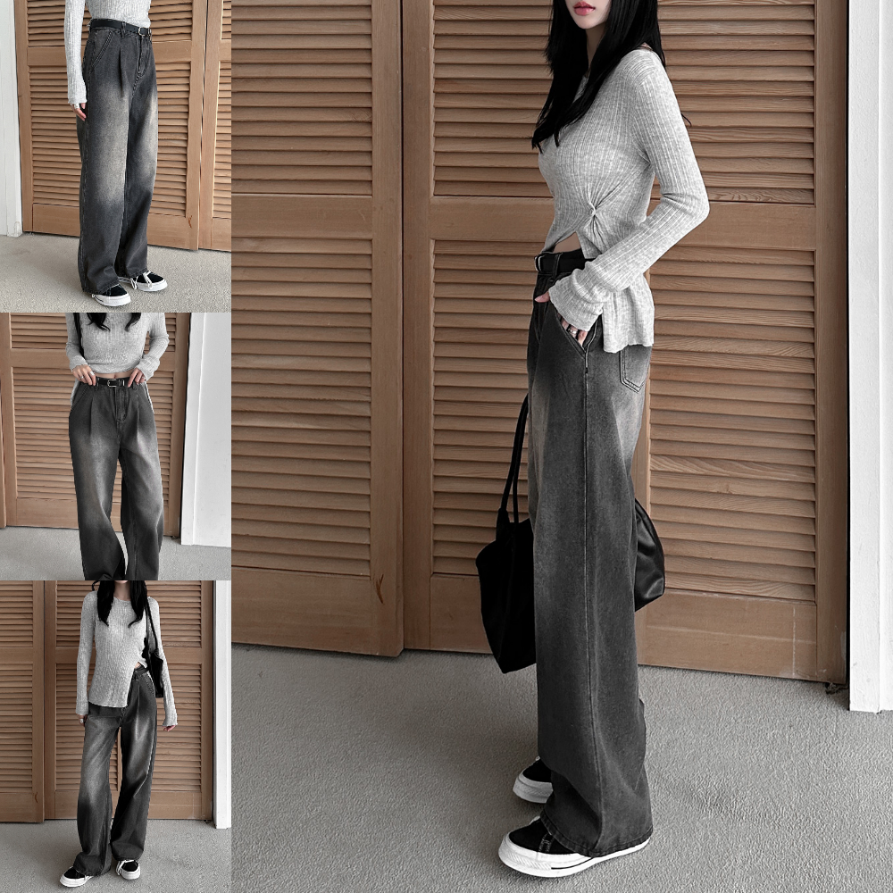 1+1 와이드청바지 연청바지 와이드데님 - 상세 이미지 2