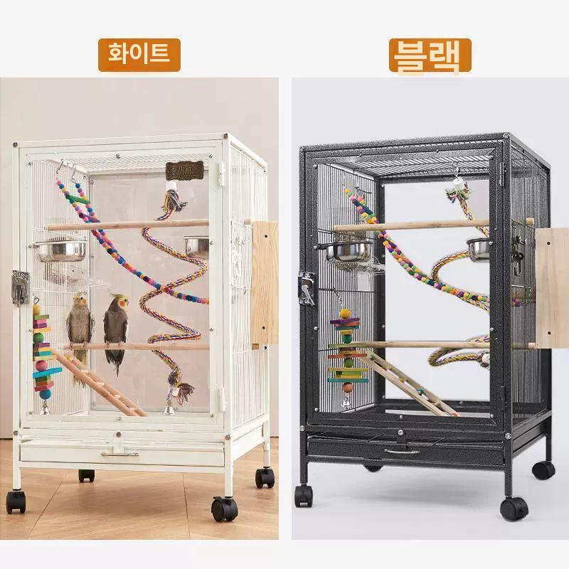 아크릴 앵무새장 대형 이동식 날림장 앵무새집 바퀴 A타입 1세트 화이트 프리 사이즈 - 상세 이미지 5