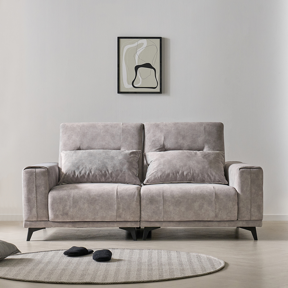 스코나 더스빌 아쿠아텍스 패브릭 모션 슬라이딩 무빙 침대 3인 리클라이너 소파