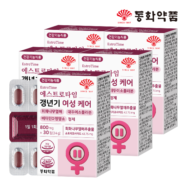 동화약품 에스트로 갱년기 여성 케어 회화나무열매 대두이소플라본 비타민D 영양소 정제 5박스