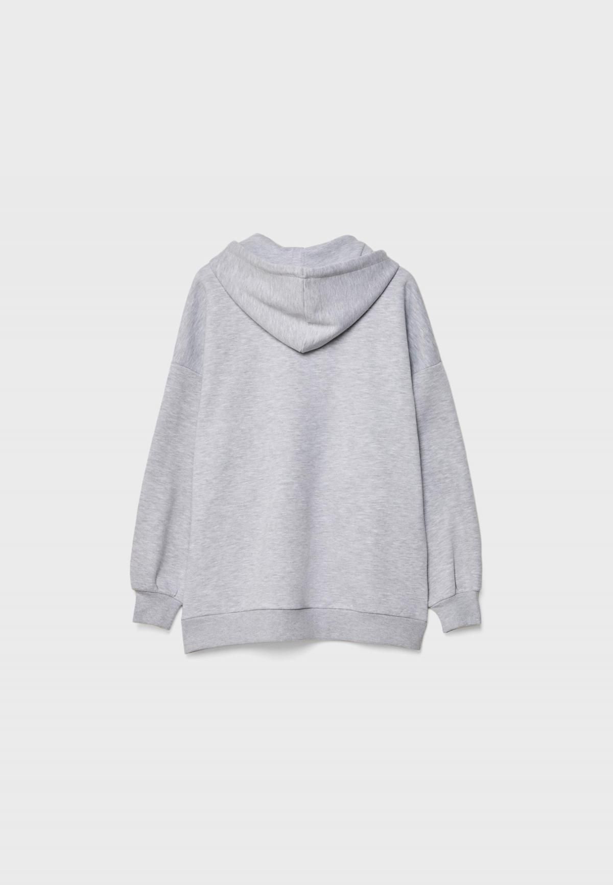 스트라디바리우스 오버핏 라이트그레이 레터링 자수 후드티 6641/417 GREY MELANGE - 상세 이미지 3
