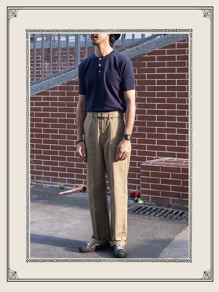 브론슨 논스탁 고품질 70년대 코튼 폴리 혼방 치노 팬츠 워크웨어 아메카지 미드웨스트 캐쥬얼 - 상세 이미지 2