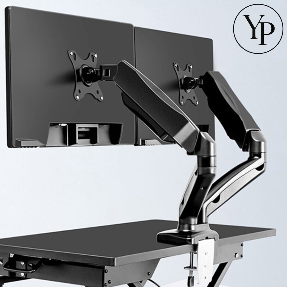 듀얼 높이조절 모니터 암 스탠드 벽걸이 받침대 브라켓 책상 사무실 서스펜더 거치대