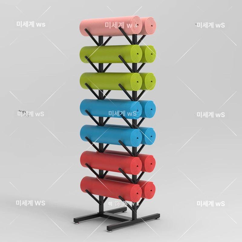 벽걸이 폼롤러 거치대 수납장 요가원 정리함 정리대 반원 블랙 7층 바퀴 28장수납가능 - 상세 이미지 4