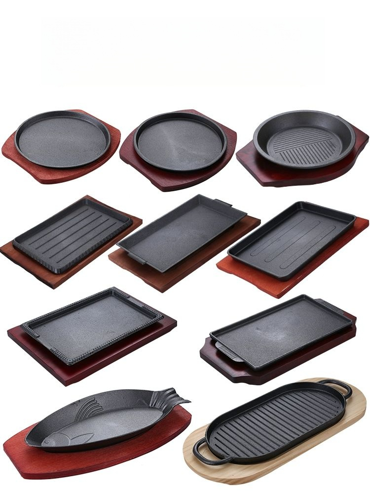 주물팬 플레이팅 무쇠 받침대 스테이크 19CM 철판+목판 - 상품 이미지
