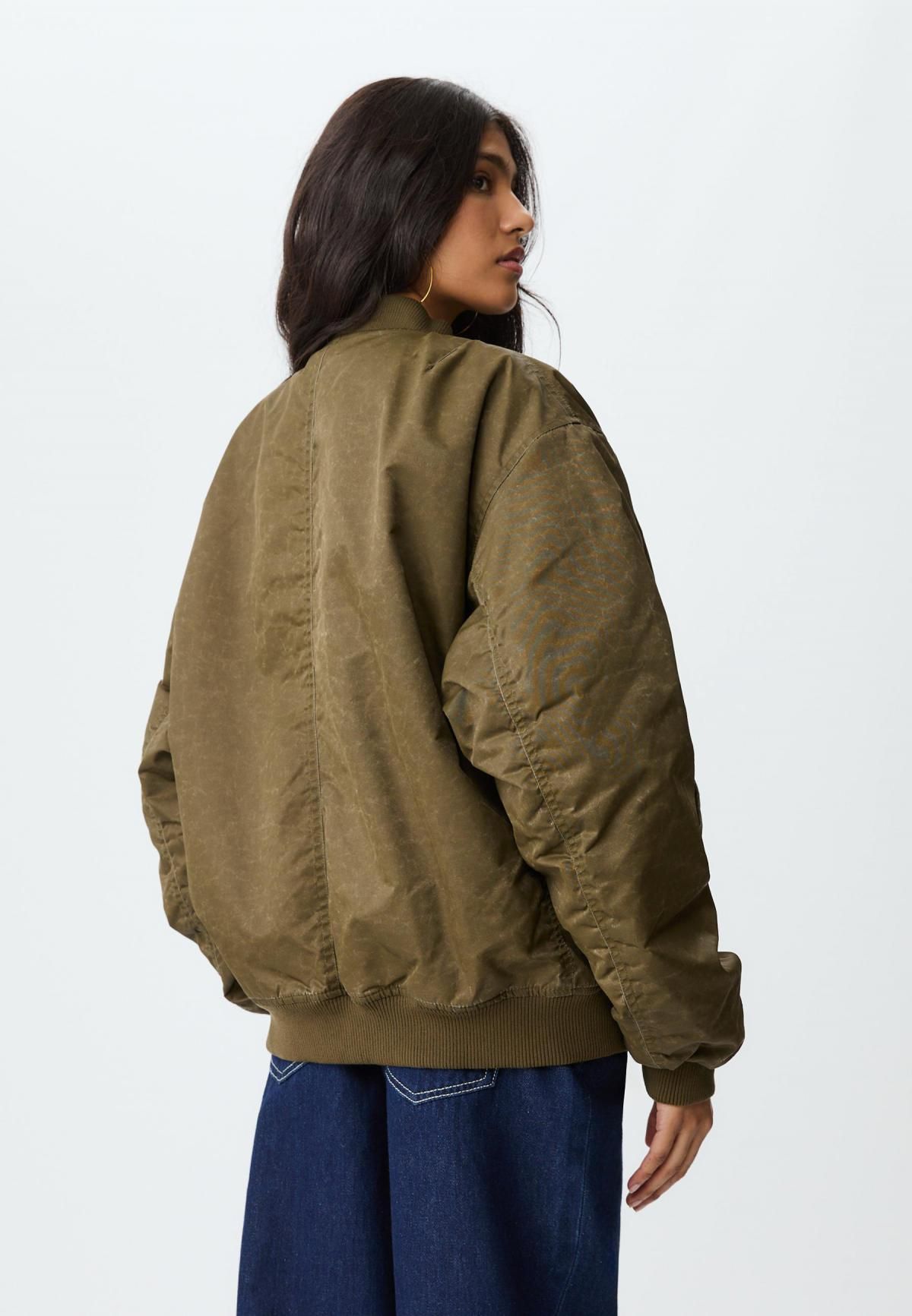 스트라디바리우스 테크니컬 워시드 카키 오버핏 봄버 재킷 8497/781 OLIVE GREEN - 상세 이미지 3