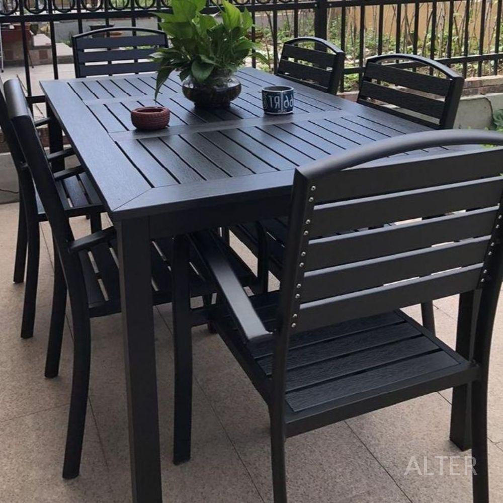 야외용 철제 테이블 테라스 탁자 주물 세트 바크 의자4개+80cm 원형 테이블 - 상세 이미지 2