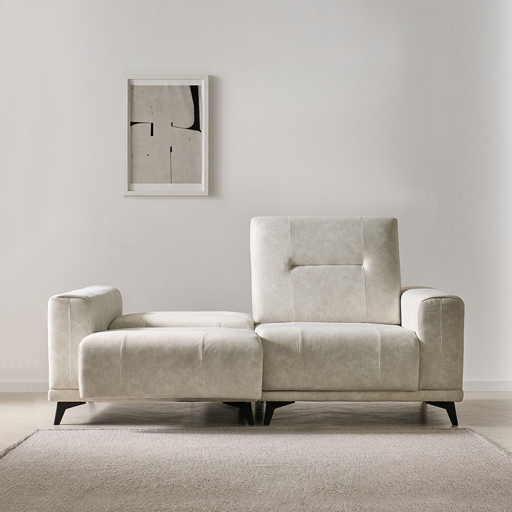 스코나 더스빌 아쿠아텍스 패브릭 모션 슬라이딩 무빙 침대 3인 리클라이너 소파