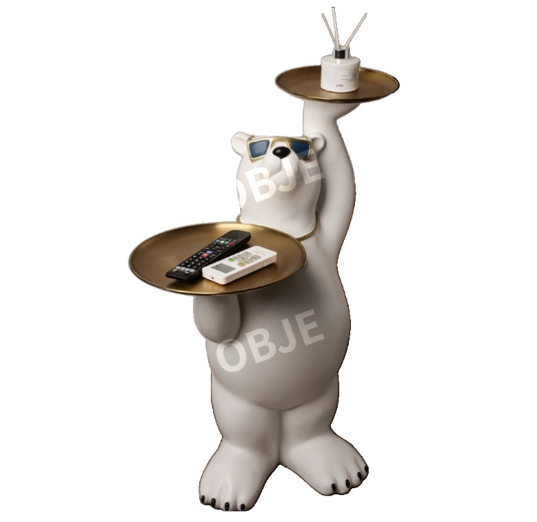 대형 곰 인형 트레이 테이블 인테리어 카페 사이드테이블 침대 사이드 책상 티테이블 - 상품 이미지