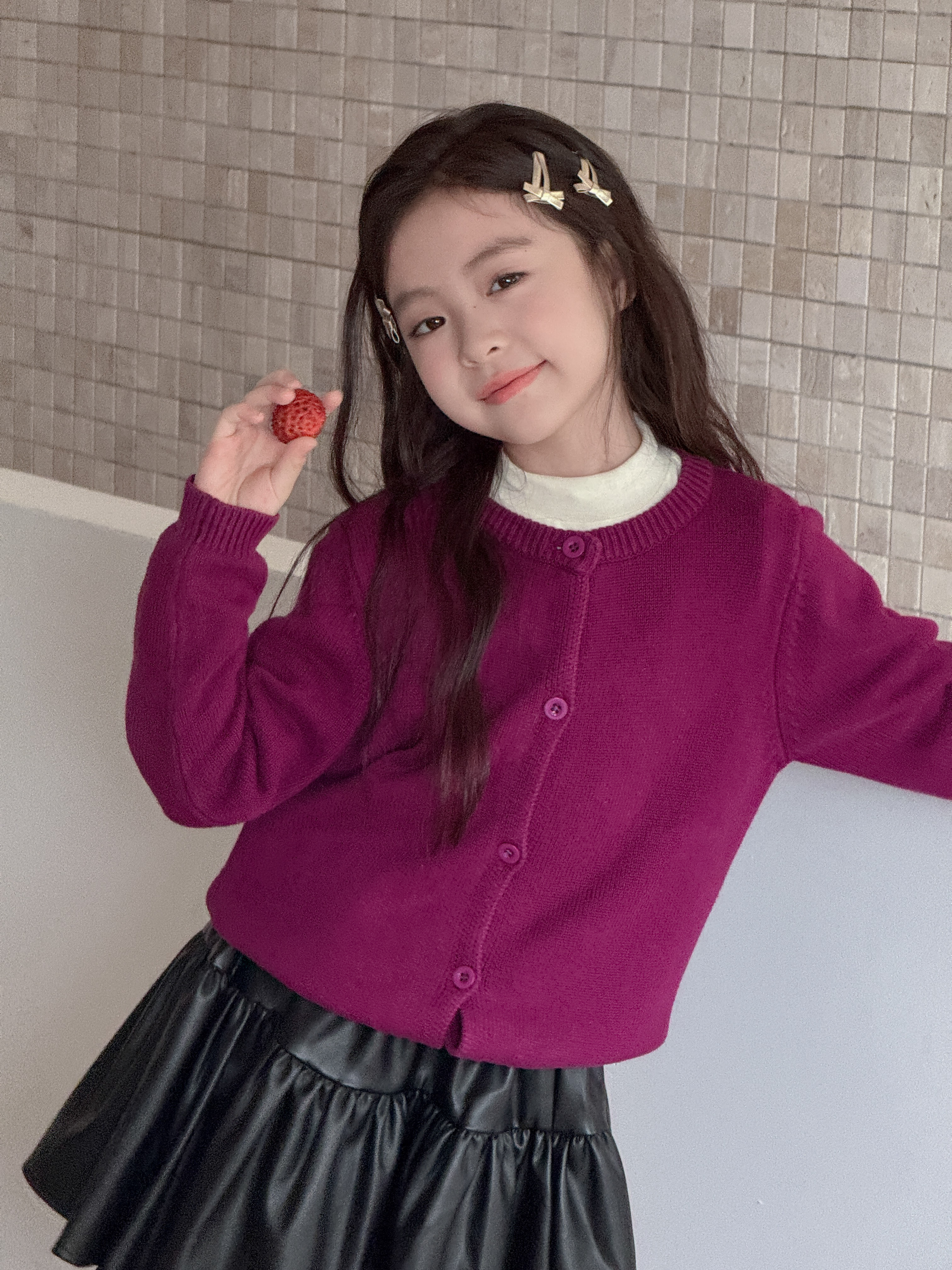 베이직 면 니트 가디건 유아 주니어 간절기 이미지 7