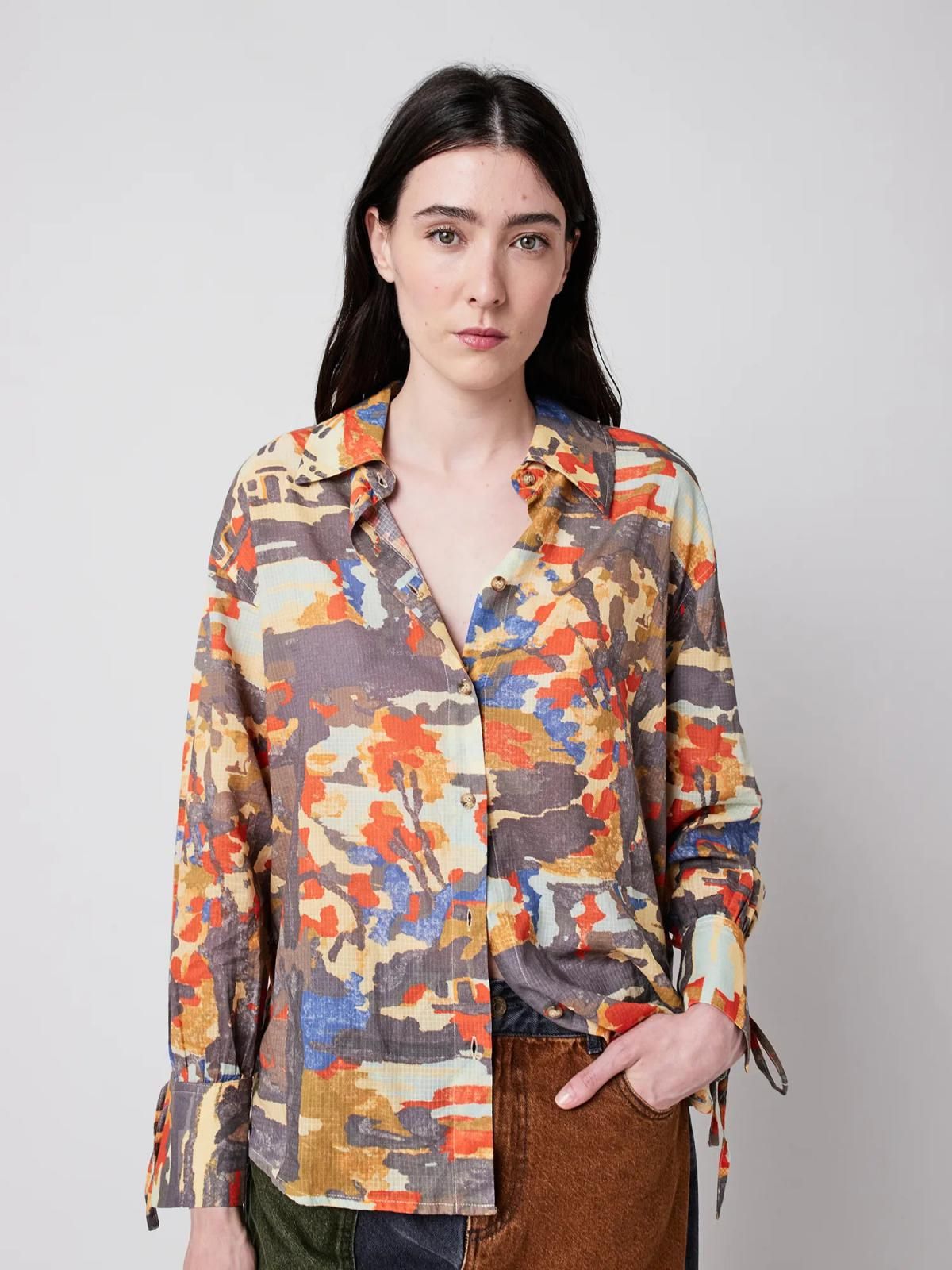 보보쇼즈 멀티컬러 패턴 릴렉스핏 오가닉 코튼 셔츠 B225AD027 ONE COLOR - 상세 이미지 2