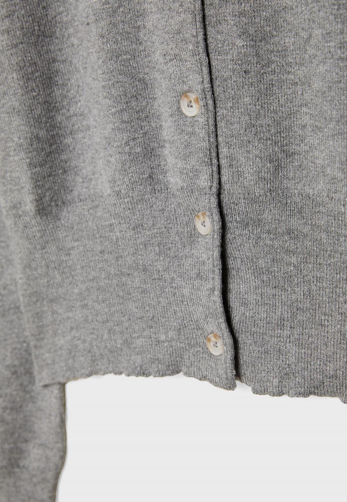 스트라디바리우스 미니멀 라운드넥 버튼업 니트 가디건 8533/650 GREY MELANGE - 상세 이미지 2