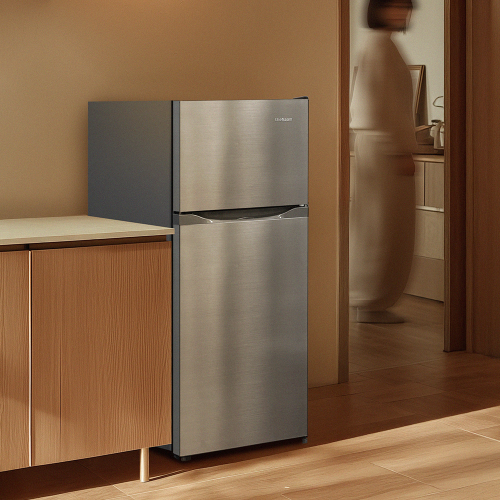 더함 소형 미니 냉장고 사무실 신혼 원룸 2도어 냉장고 139L 메탈실버 방문설치