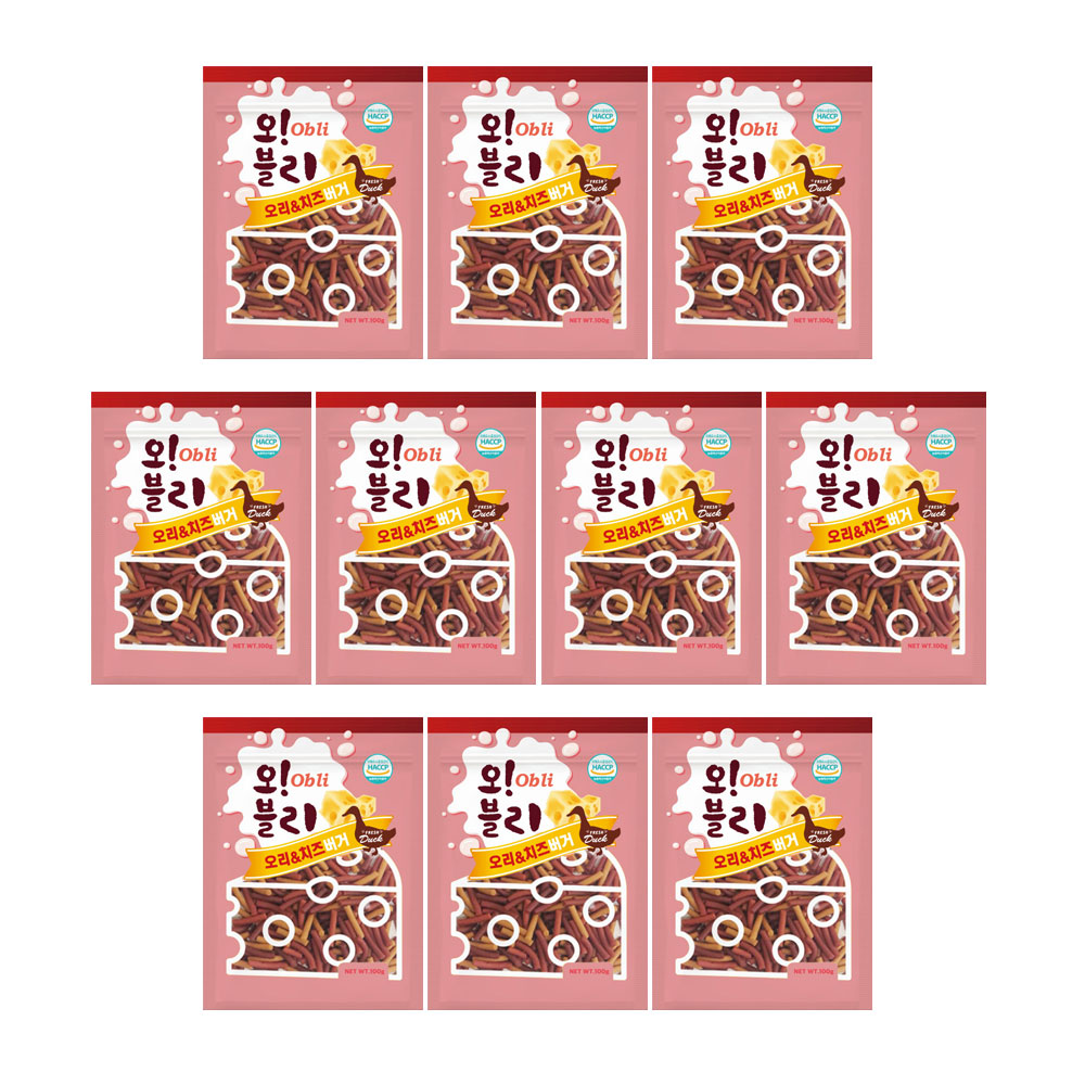 오블리 강아지 휴대용 훈련 버거 간식 오리+치즈, 100g, 10개 - 메인 이미지