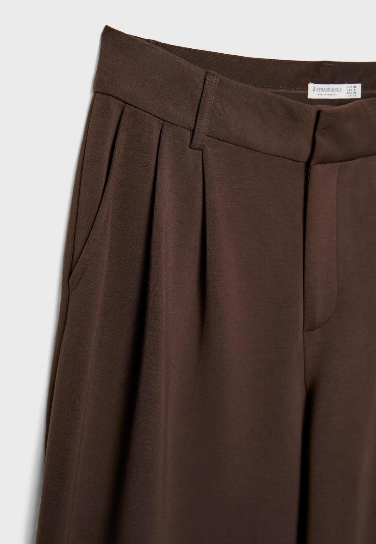 스트라디바리우스 소프트터치 와이드 스마트 팬츠 4537/774 BROWN - 상세 이미지 4