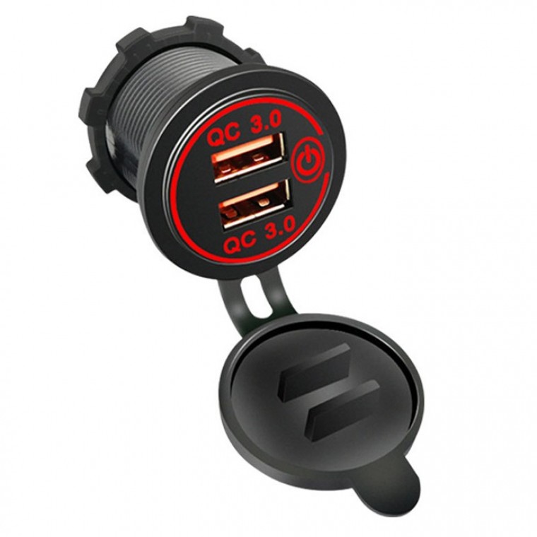 방우 QC3.0 USB 2포트 충전기 캠핑카 카라반 차량용 DIY 소켓 고속충전 포트 - 상품 이미지