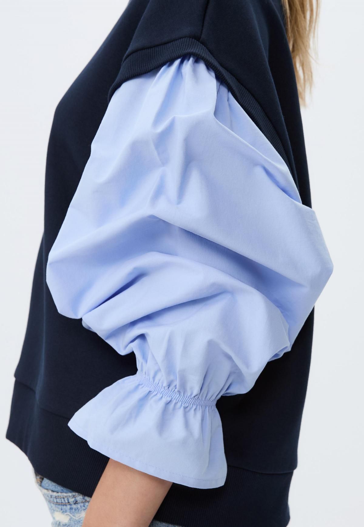 스트라디바리우스 배색 퍼프슬리브 라운드넥 스웨트셔츠 6704/441 NAVY BLUE - 상세 이미지 5