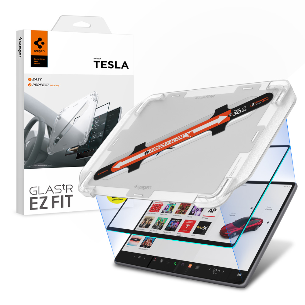 모델Y 주니퍼 테슬라 모델3 하이랜드 앞좌석 스크린 저반사 지문방지 필름 강화유리 이지핏AG 제품 이미지